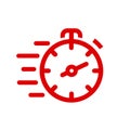 Fast stopwatch line icon. Fast time sign. Speed clock symbol urgency, deadline, time management, competition Ã¢â¬â for stock